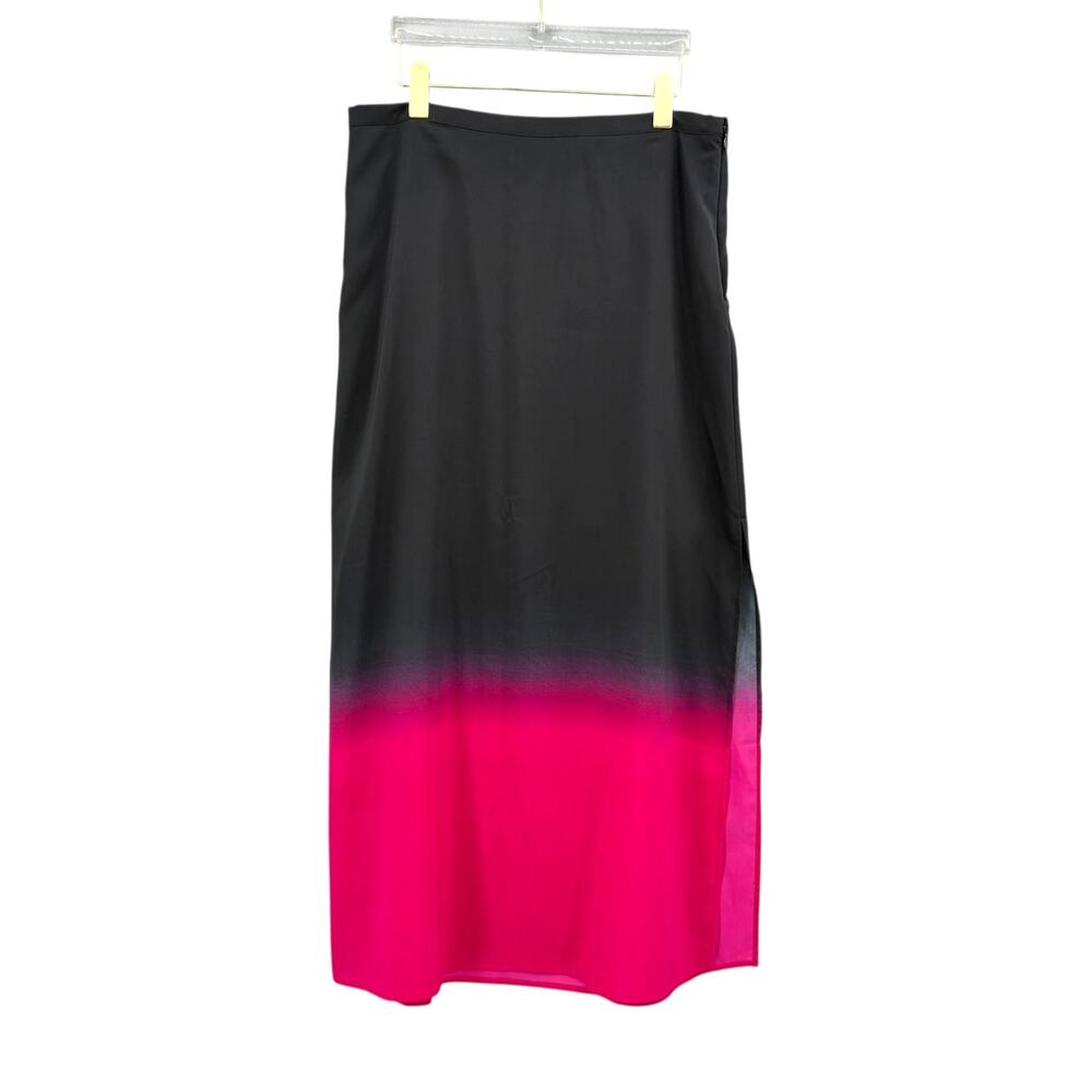 Vince Camuto Buenos Aires Semi Sheer Black and Fuchsia Ombre Panel Maxi Skirt